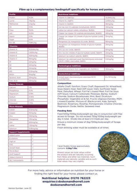 DODSON & HORREL FIBRE UP 18kg