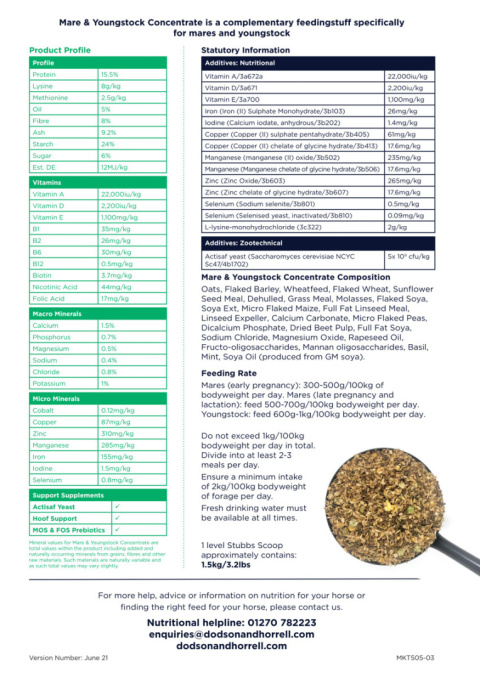 Koncentrat DODSON & HORRELL MARE & YOUNG CONCENTRAT 20kg