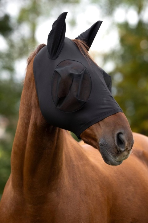 COVALLIERO Maska przeciwowadowa dla konia FINOSTRETCH ZIPPER CZARNY COB