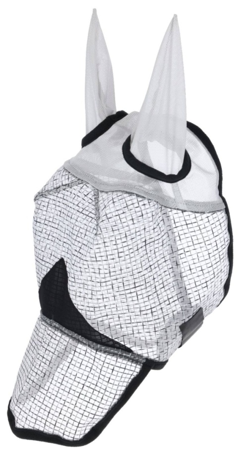 COVALLIERO Maska przeciwowadowa dla konia z ochroną UV i osłoną na nozdrza JASNOSZARY FULL